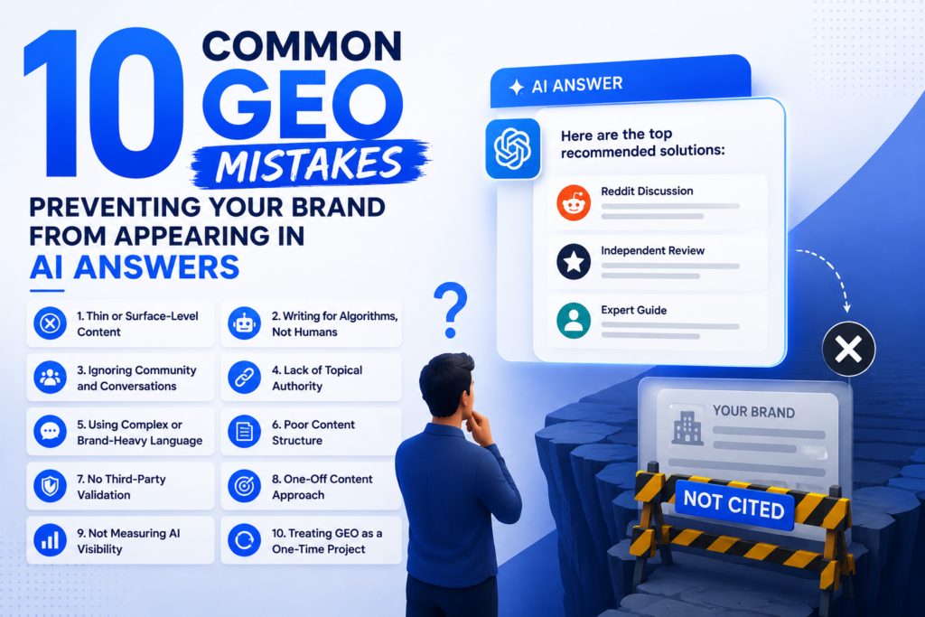 10 Common GEO Mistakes Preventing Your Brand From Appearing in AI Answers